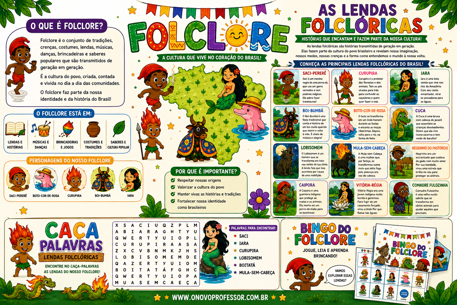 BINGO FOLCLÓRICO, CAÇA LENDAS… KIT FOLCLORE 2